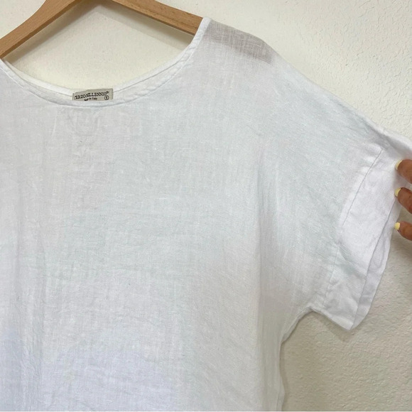 Terzo Millennio Italian Linen White Top Crochet Back Size Small - Picture 7 of 11